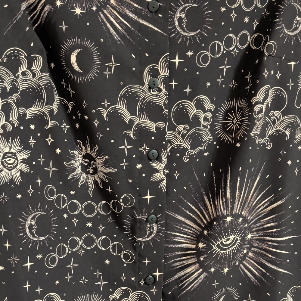 Blackmilk Black Celestial Pattern Sleeveless Blou… - image 3